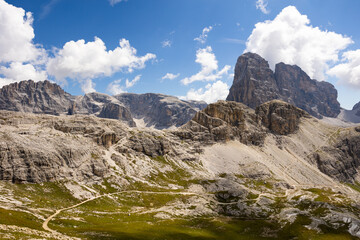 Majestic views of Monte Paterno mountain at Dolomitic Alps.