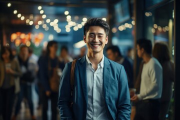 Fototapeta premium Asian Man Social Media Manager Employment Lifestyle Setting Generative AI