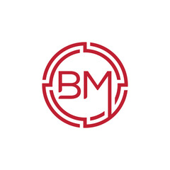 Creative Professional logo design initials letter BM concept circle maze technology vector template