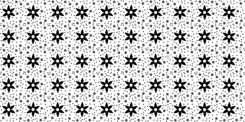 Pattern with black flowers and dots