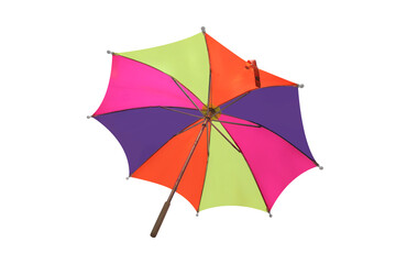 colorful open umbrella on cut out background