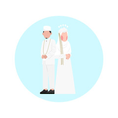 Obraz premium Muslim Wedding Couple Flat Illustration 
