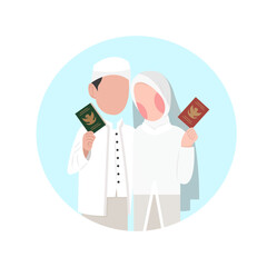 Muslim Wedding Couple Flat Illustration 