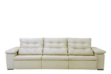 sofa, long and soft comfortable chair isolated on white background. Modern Stylish Carriage Stitch Buttons Sofa With Legs Stylish Interior Object Furniture image