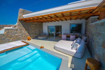 Swimming pool in the villa at, Mykonos, Greece