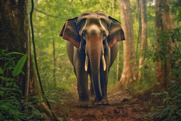 Fototapeta premium Elephant standing - Thailand. Full-length image of an Asian elephant standing