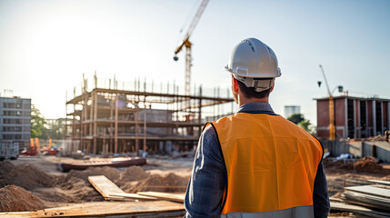 Engineer working on building site