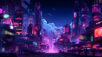 modern cityscape landscape at night