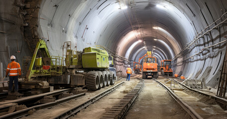Inside the tunnel for Metro during construction