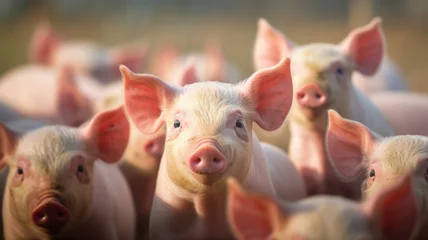 Fotobehang Pigs in pig farm. © JKLoma