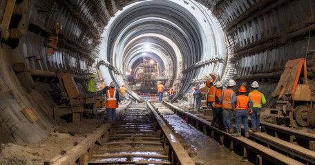 Fototapeta premium Inside the tunnel for Metro during construction