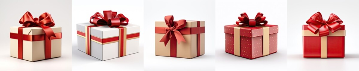 Elegant Gift Boxes with Lustrous Red Ribbon Bow