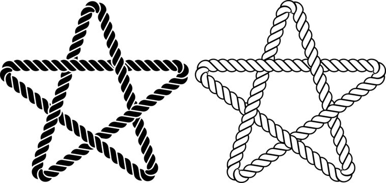 outline silhouette pentagram star rope sign