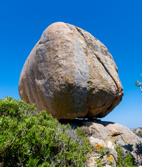 Fototapeta na wymiar Boulders scattered throughout the terrain of Volax in Tinos