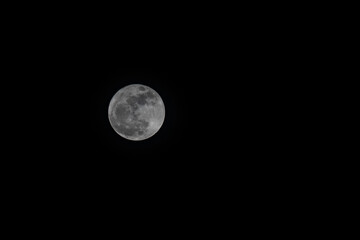 Photo of the full moon with black background. Colombia. 