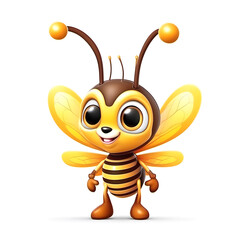 Cute Hornet, Cartoon Animal Toy Character, Isolated On White Background