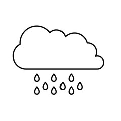 rainy cloud line icon in white and black colors