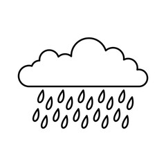 rainy cloud line icon in white and black colors