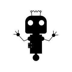 Black Robot Character Vector Illustration 