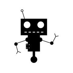 Black Robot Character Vector Illustration 