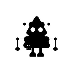 Black Robot Character Vector Illustration 