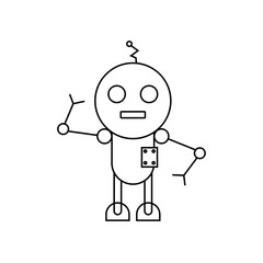 Flat Lines Robot Character Vector Illustration 