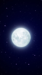 full moon and starry night wallpaper,glowing and shiny stars and big moon,space and galaxy,dark night sky, vertical social media story design element	