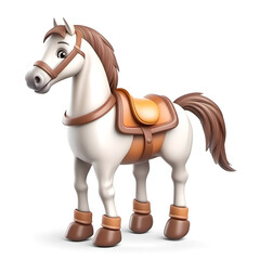 Obraz na płótnie Canvas Cute Horse, Cartoon Animal Toy Character, Isolated On White Background
