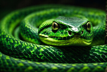 Obraz premium close up of a green snake