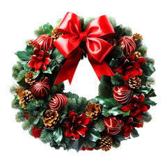 Fototapeta na wymiar Christmas garland wreath, omela isolated on white or transparent background, png.