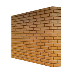 Brick wall perspective isolated on transparent background. PNG File