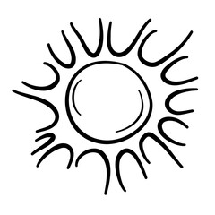Sun Doodle Lines Cartoon Vector Illustration 