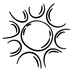 Sun Doodle Lines Cartoon Vector Illustration 