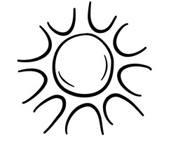 Sun Doodle Lines Cartoon Vector Illustration 