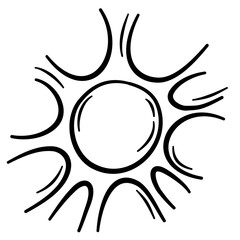 Sun Doodle Lines Cartoon Vector Illustration 