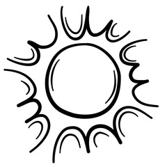 Sun Doodle Lines Cartoon Vector Illustration 