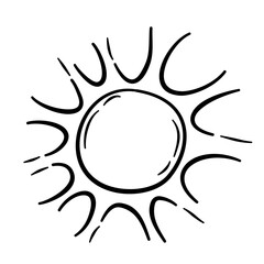 Sun Doodle Lines Cartoon Vector Illustration 