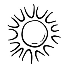 Sun Doodle Lines Cartoon Vector Illustration 