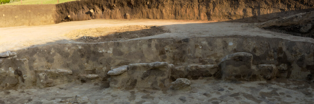 Excavations of a Scythian settlement. Opening of the earth for the study of archaeological sites located in the cultural layer.