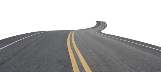 Empty asphalt road isolated on transparent background, PNG File