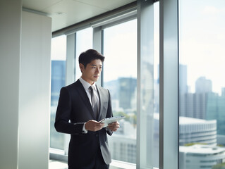 Fototapeta premium タブレットで仕事をする男性