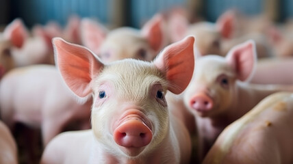 Pigs in pig farm.generative ai