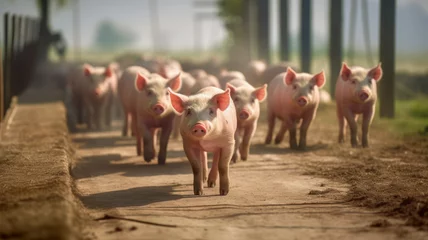 Fotobehang Pigs in pig farm.generative ai © LomaPari2021