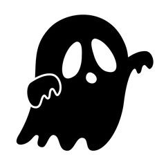 Black Ghost Cute Halloween Cartoon Vector 