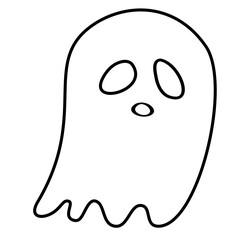 Ghost Halloween Cartoon Illustration Vector Lines