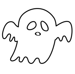 Ghost Halloween Cartoon Illustration Vector Lines