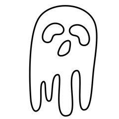 Ghost Halloween Cartoon Illustration Vector Lines