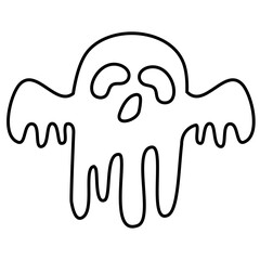 Ghost Halloween Cartoon Illustration Vector Lines