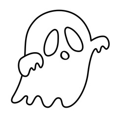 Ghost Halloween Cartoon Illustration Vector Lines