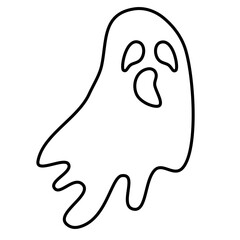 Ghost Halloween Cartoon Illustration Vector Lines